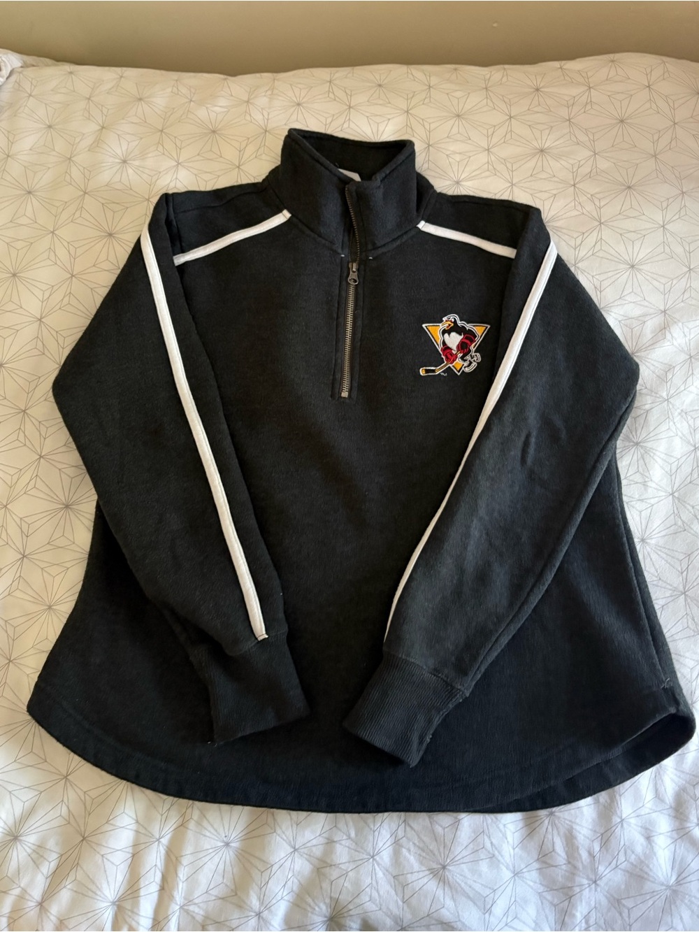 Penguins Hockey Top of the World Black Pullover with White Trim